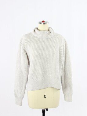 Aritzia WILFRED Light Heather Grey 100% Merino Wool Turtleneck Sweater, Size XS